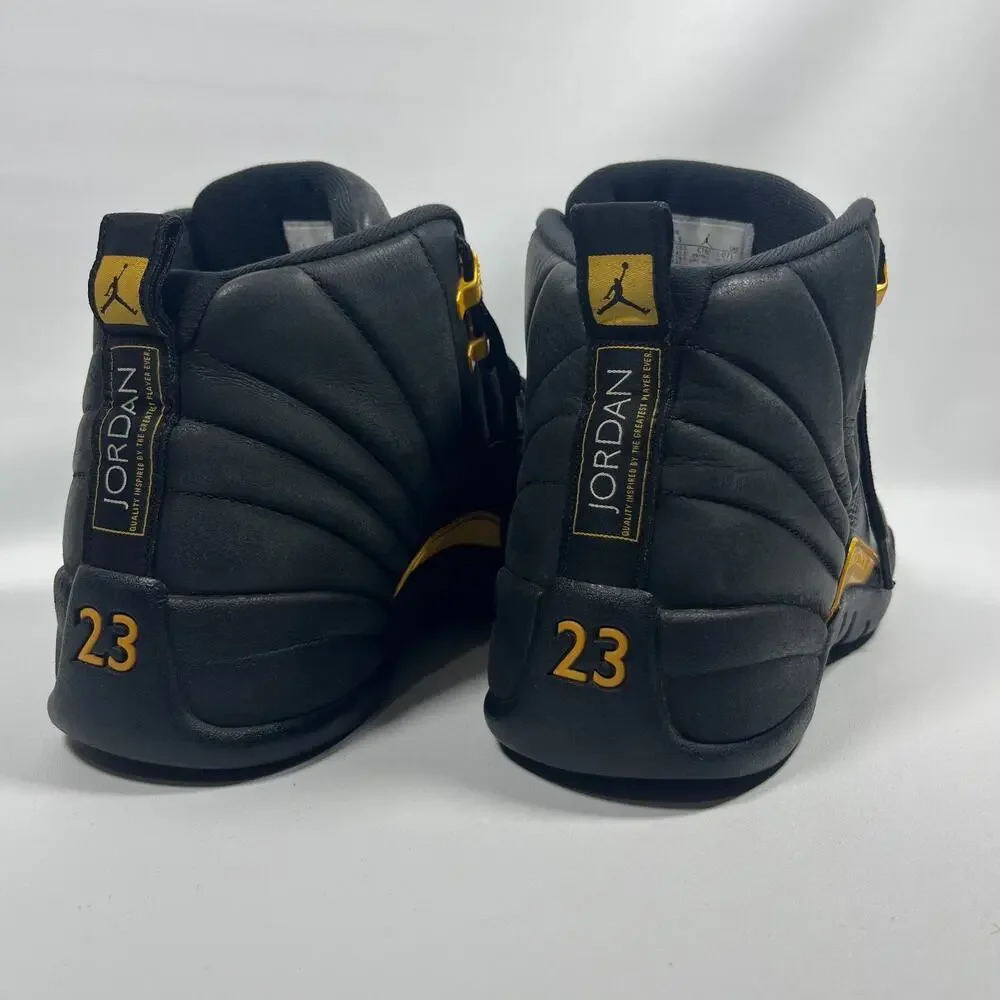NIKE Air Jordan 12 Sneakers Mens 11.5 Retro Black Taxi Leather CT8013-071 Black